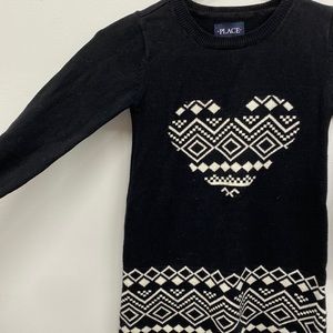 Girls Black & White Sweater Dress